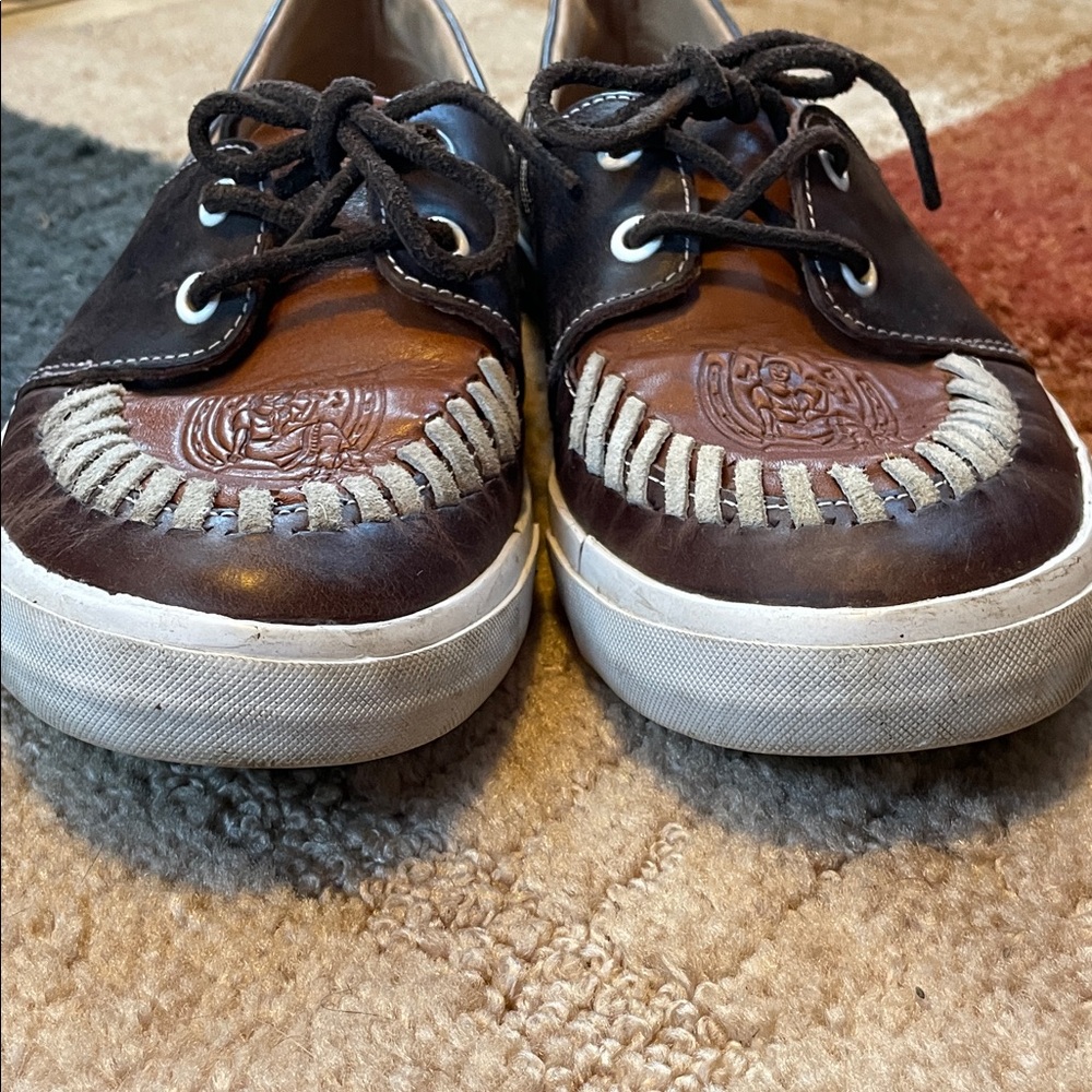 Reba by Justin Atoka Women’s Two-Tone Brown Leather Loafers Boat Shoes - Picture 8 of 16